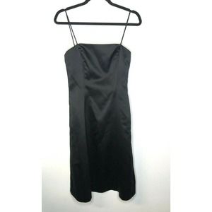 WTOO by Watters & Watters Slip Dress Satin Gown Size 8 Black Spaghetti Strap